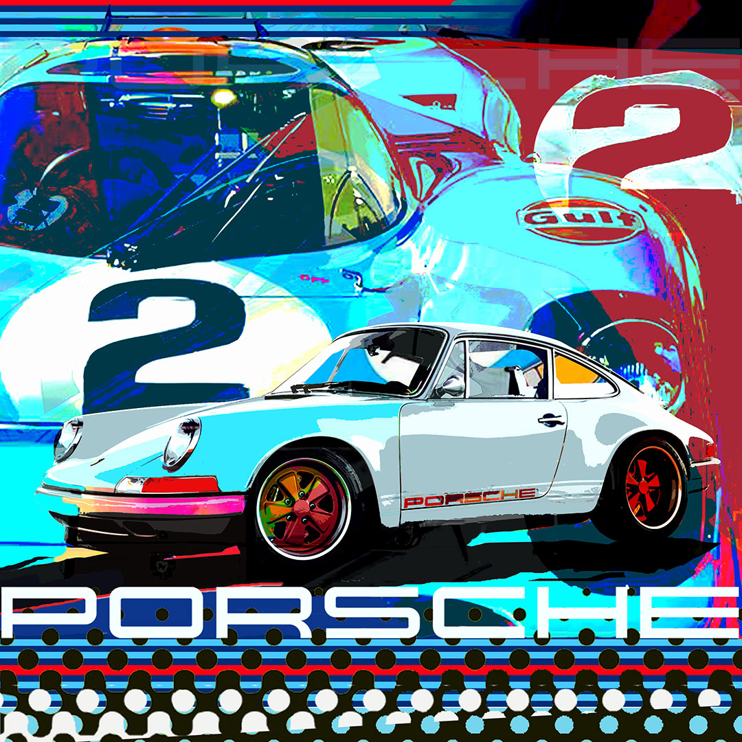 burkhard lohren - porsche art - porsche pop #2 - 100 x 100 cm - metal edition - unikat - SOLD