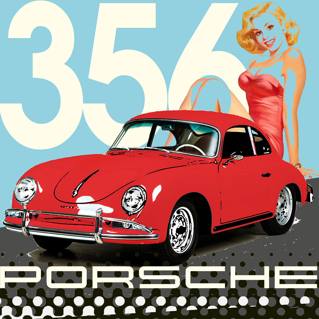 burkhard lohren - porsche art - typ 356 - 20 x 20 cm u 100 x 100 cm