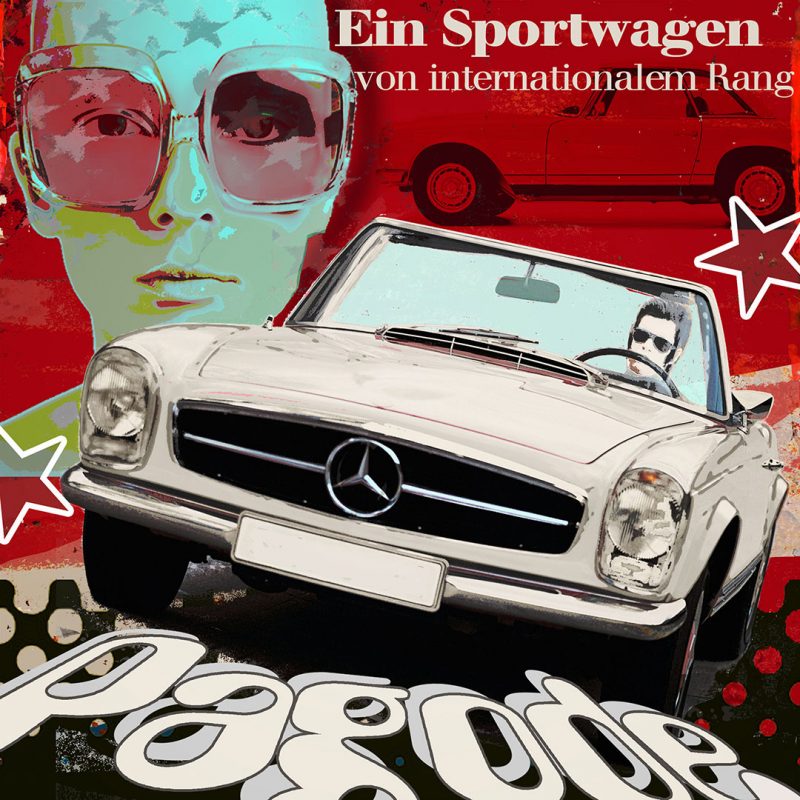 burkhard lohren . dream cars – pagode red edition – 100 x 100 cm