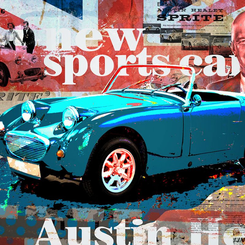 burkhard lohren – dream cars – austin healey sprite- 70 x 100 cm