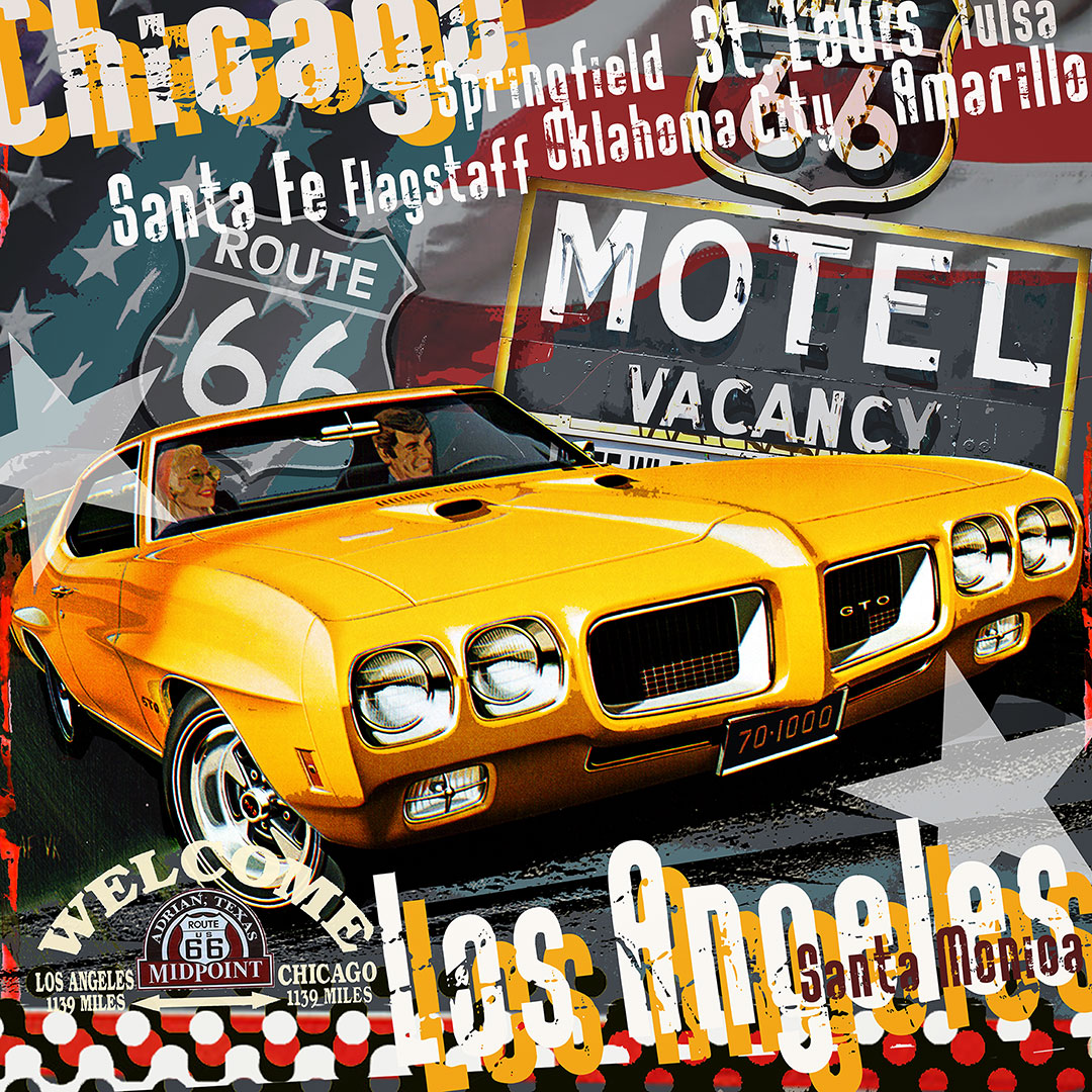 burkhard lohren - route 66 - pontiac gto no 2 - 70 x 70 cm