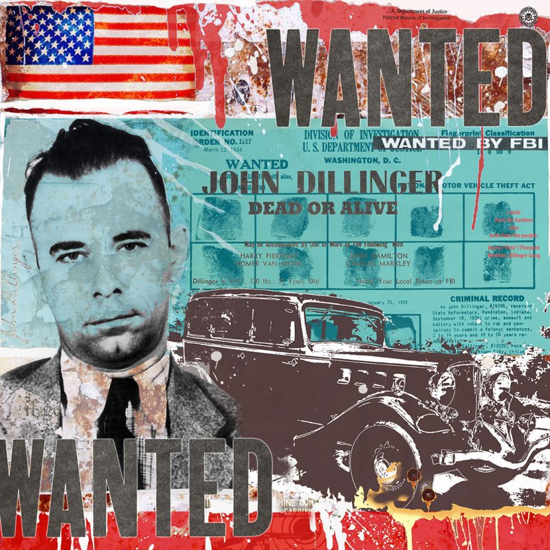 burkhard lohren – wanted – john dillinger – 100 x 100 cm