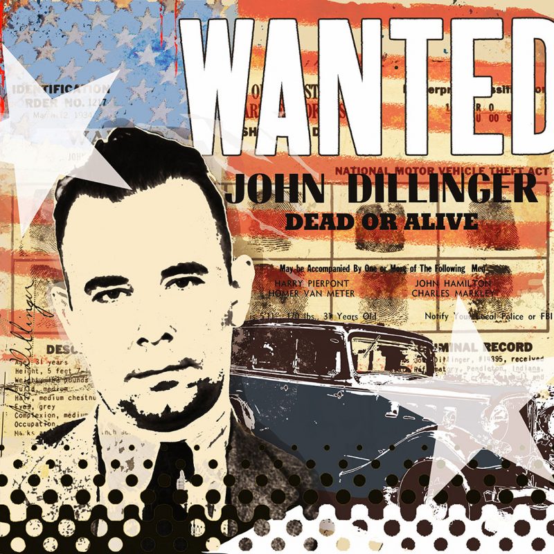 burkhard lohren – wanted – john dillinger – 100 x 100 cm