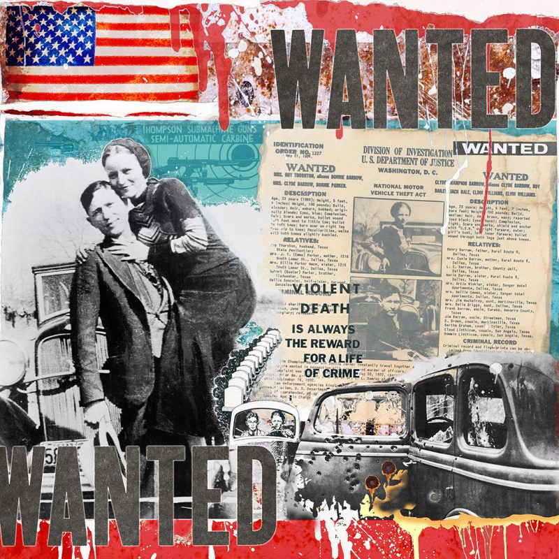 burkhard lohren – wanted – wanted bonnie and clyde vol. I – 100 x 100 cm