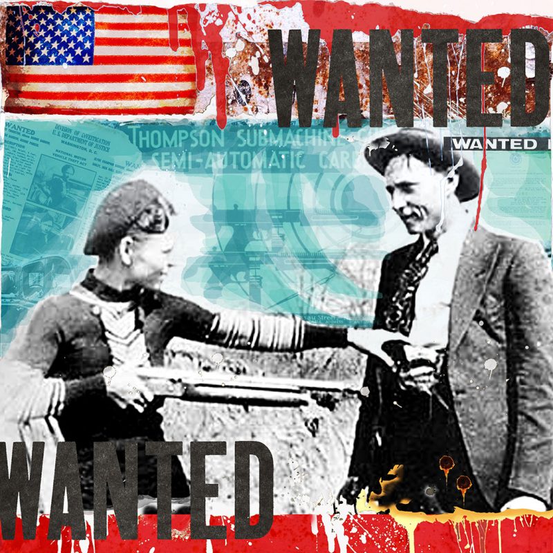 burkhard lohren – wanted – wanted bonnie and clyde vol. II – 100 x 100 cm